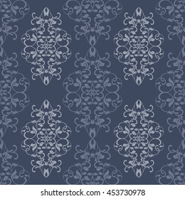 floral background, seamless pattern with blue flower, damask