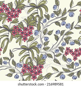 Floral background. Seamless pattern with realistic plants.