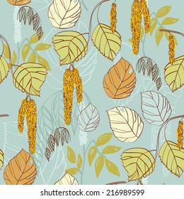 Floral background. Seamless pattern with realistic plants.