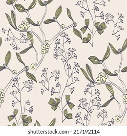 Floral background. Seamless pattern with realistic plants.