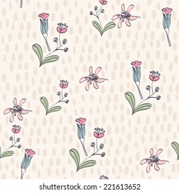 Floral background. Seamless pattern with realistic plants.