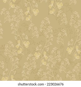 Floral background. Seamless pattern with realistic plants.
