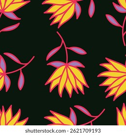 Floral background. Seamless pattern with realistic plants.
