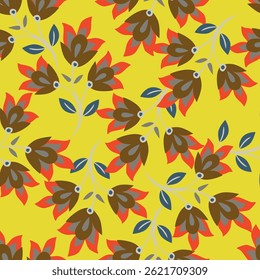 Floral background. Seamless pattern with realistic plants.
