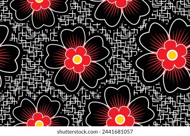 Floral background - Seamless pattern with tropical flower vector