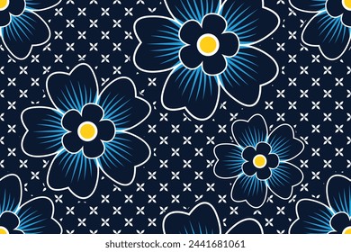 Floral background - Seamless pattern with tropical flower vector