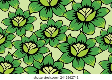 Floral background - Seamless pattern with tropical flower vector - Floral Batik Motif