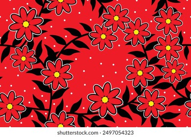 Floral background - Seamless pattern with tropical flower vector - Floral Batik Motif