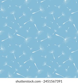 Floral background seamless pattern white with Dandelion seeds are blowing seamless vector. Trend stylish wallpaper. Vector illustration. Dandelion seeds are blowing seamless vector. Dandelion seamless