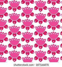 Floral background. Seamless texture with lotus flowers. Vector art
