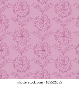 Floral background. Seamless texture with pink flowers. Vector art