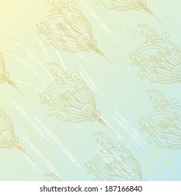 Floral background. Seamless texture with stylized flowers. Vector art