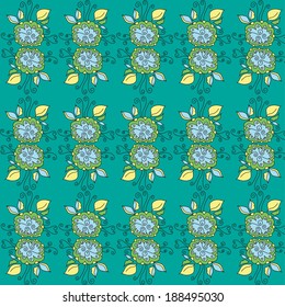 Floral background. Seamless texture with stylized flowers. Vector art