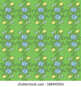 Floral background. Seamless texture with stylized flowers. Vector art