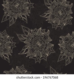 Floral background. Seamless texture with stylized flowers. Vector art