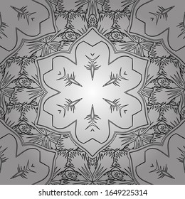 Floral background. Seamless vector pattern in black and white colors.