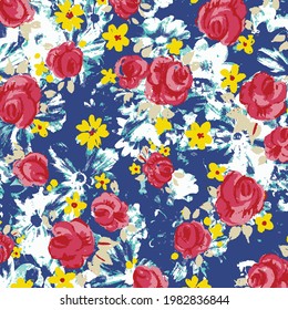 Floral background. Seamless vector pattern for design and fashion prints. 