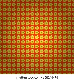 Floral background. Seamless vector pattern on a orange background with cute cosmos flowers.