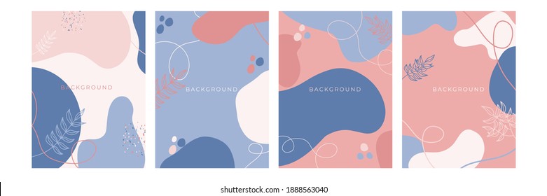 Conjunto de fondo floral. Resumen de fondos creativos con un estilo de moda minimalista con espacio de copia para plantillas de diseño de tarjetas de felicitación o de portada. plantilla de medios sociales en color rosa pastel