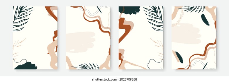 Conjunto de fondo floral. Resumen de fondos creativos con un estilo de moda minimalista con espacio de copia para plantillas de diseño de tarjetas de felicitación o de portada. plantilla de medios sociales en color pastel