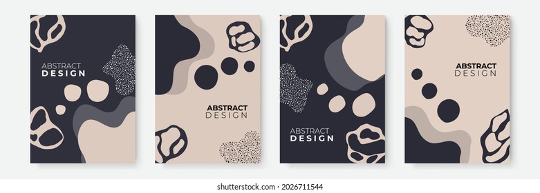 Floral background set. Abstract creative backgrounds in minimal trendy style with copy space for greeting card or cover presentation design templates. Calm color tone social media template