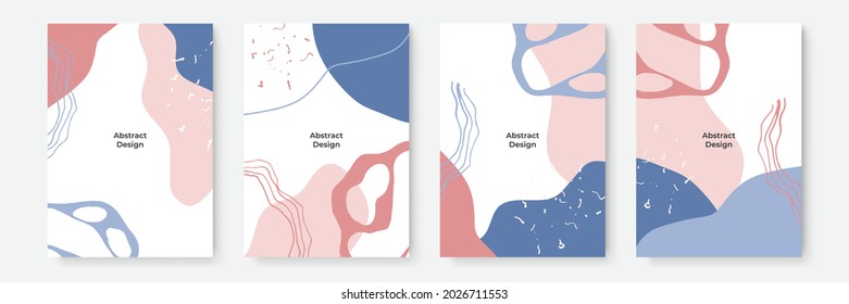 Floral background set. Abstract creative backgrounds in minimal trendy style with copy space for greeting card or cover presentation design templates. Calm color tone social media template