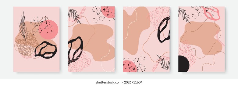 Conjunto de fondo floral. Resumen de fondos creativos con un estilo de moda minimalista con espacio de copia para plantillas de diseño de tarjetas de felicitación o de portada. Plantilla de medios sociales de tono de color calmo