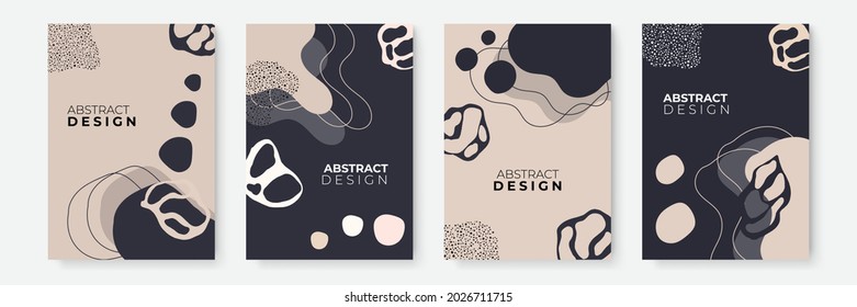 Floral background set. Abstract creative backgrounds in minimal trendy style with copy space for greeting card or cover presentation design templates. Calm color tone social media template