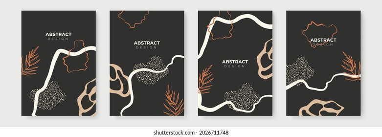 Floral background set. Abstract creative backgrounds in minimal trendy style with copy space for greeting card or cover presentation design templates. Calm color tone social media template