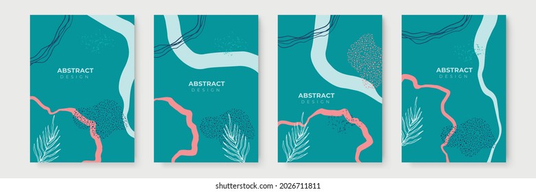 Blumenhintergrund. Abstrakte kreative Hintergründe im minimalen trendigen Stil mit Kopienraum für Grußkarten- oder Titelpräsentations-Designvorlagen. Vorlage für soziale Medien in kaltem Farbton