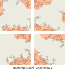 Floral background set for social media