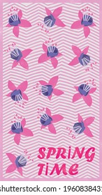Floral background in shades of spring time pink hand drawn watercolor effect poster seasons