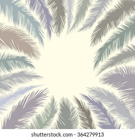 Floral background with sheet. Palm leaves frame.