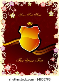 Floral background and shield