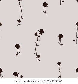 Floral background. Silhouette of flowers on a light background. Hand-drawn vector illustration.