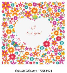 floral background with a silhouette of a heart on it