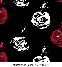 Floral background. Silhouette of a rose on a dark background.