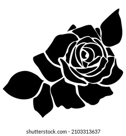 Floral background. Silhouette of a rose on a white background.