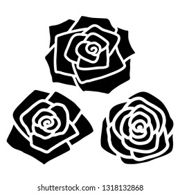 Set Three Vector Black Silhouettes Rose Stock Vector (Royalty Free ...