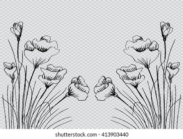 Floral background. Sketchy style.