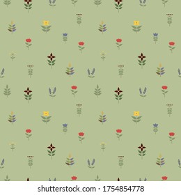 Floral background in the small flower.  Motifs scattered random. Seamless vector texture. Printing with very small pink flowers.