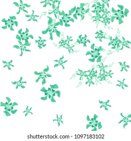 Floral Background. Small Flowers on Square Background. Lovely Lily. Chaotic Pattern. Spring Vector Bace for Print, Banner, Poster. Summer Floral Texture on White Background.