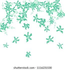 Floral Background. Small Flowers on Square Background. Lovely Lily. Chaotic Pattern. Spring Vector Bace for Print, Card, Poster. Summer Floral Texture on White Background.