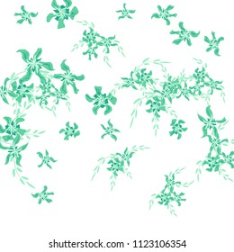Floral Background. Small Flowers on Square Background. Lovely Lily. Chaotic Pattern. Spring Vector Bace for Print, Card, Poster. Summer Floral Texture on White Background.