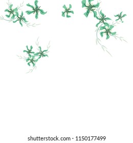 Floral Background. Small Flowers on Square Background. Cute Lily. Chaotic Pattern. Spring Vector Bace for Print, Card, Banner. Summer Floral Texture on White Background.