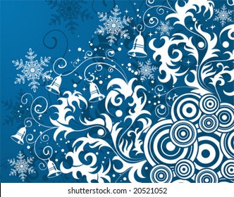 Floral background with snowflake, bell, element for design, vector illustration