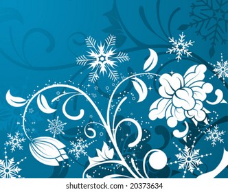 Floral background with snowflake, element for design, vector illustration