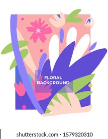 Floral background with space for text. Flat and modern vector illustration.