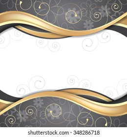 Floral background with spiral ornate elements. Vector illustration with space for your text.