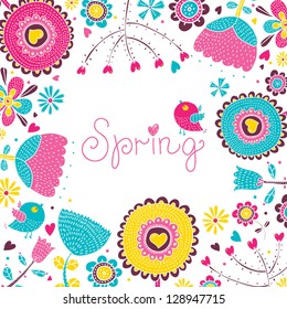 Floral background, spring theme, greeting card.